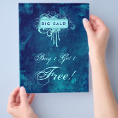 Floral Grunge Flyer Salon Wellness-Center Blue Den (Hand)