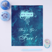 Floral Grunge Flyer Salon Wellness-Center Blue Den (Einzeln)