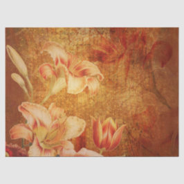 Floral Grunge Orange Lilies Decoupage Seidenpapier