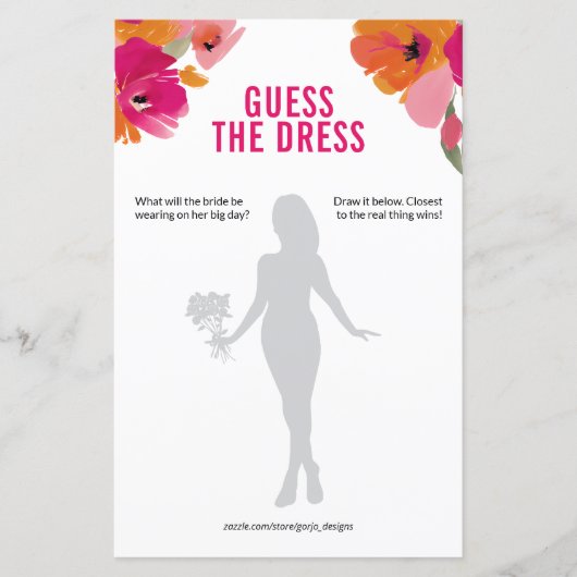 Floral Guck das Dress Brautparty Game (Vorderseite)