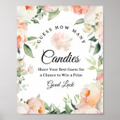 Floral Guess How Many Candies Game Sign Poster (Vorne)