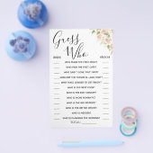 Floral Guess Who Brautparty Spielkarte Flyer (Einzeln)