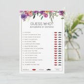 Floral Guess Who Editing Brautparty Games Einladung (Stehend Vorderseite)