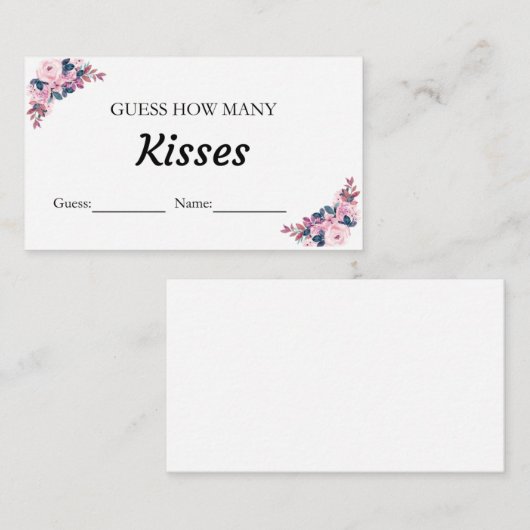 Floral Guess Wie viele Kisses Brautparty Game Begleitkarte (Vorne/Hinten)