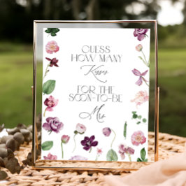 Floral Guess Wie viele Kisses Brautparty Game Po Poster