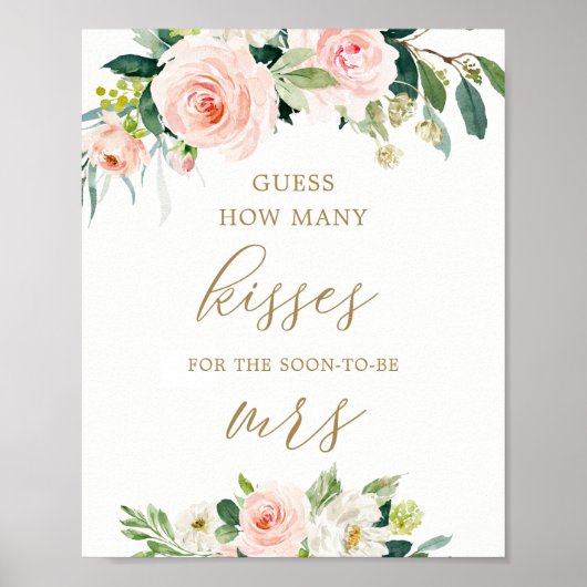 Floral Guess Wie viele Kisses Brautparty Game Poster (Vorne)