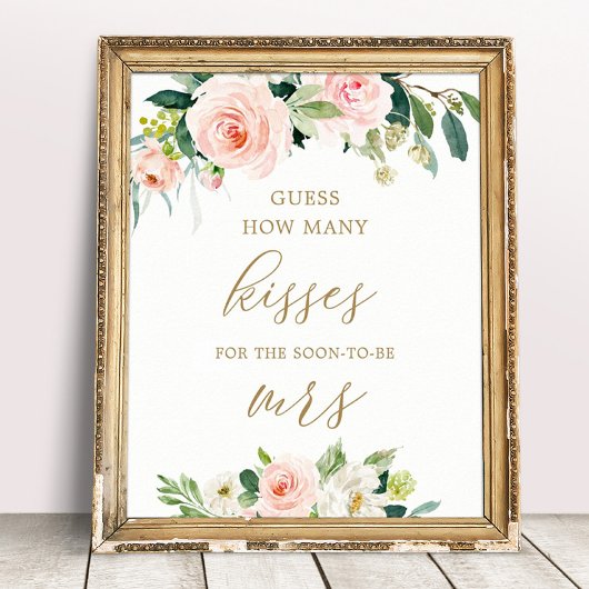 Floral Guess Wie viele Kisses Brautparty Game Poster