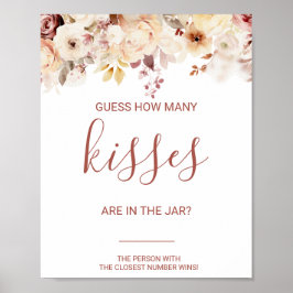 Floral Guess Wie viele Kisses Brautparty Game Poster