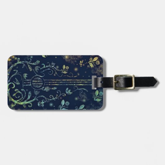 Floral Guitar Gepäckstück Gepäckanhänger (Vorderseite horizontal)