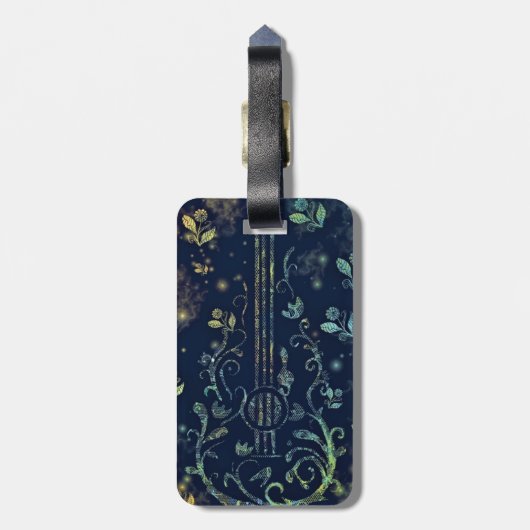 Floral Guitar Gepäckstück Gepäckanhänger (Rückseite vertikal)