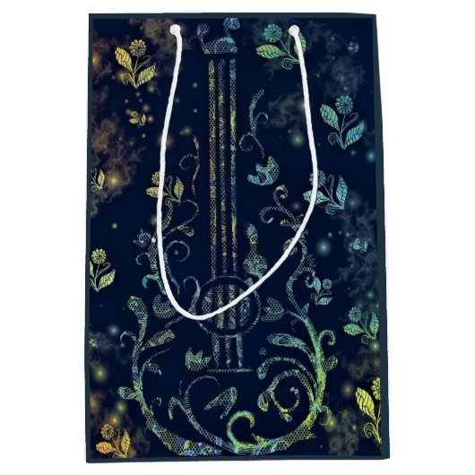 Floral Guitar Geschenktasche Mittlere Geschenktüte (Vorderseite)