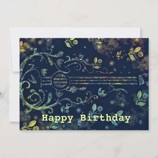 Floral Guitar Happy Birthday Card (Vorderseite)