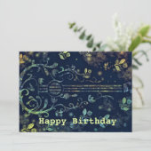 Floral Guitar Happy Birthday Card (Stehend Vorderseite)