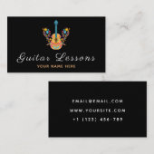 Floral Guitar Lessons Musikalisches Minimalistisch Visitenkarte (Vorne/Hinten)