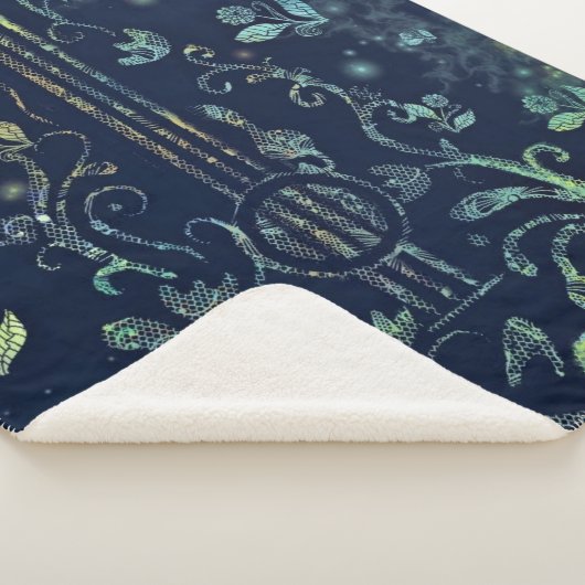 Floral Guitar Sherpa Blanket Sherpadecke (3/4)