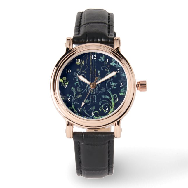 Floral Guitar Watch Armbanduhr (Vorderseite)