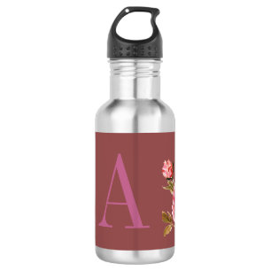Floral gürtelartig Mit Monogramm staubig pink Edelstahlflasche