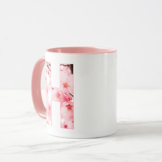 Floral H Initial Mug | Personalized Name & Traits Tasse (Vorderseite Links)