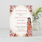 Floral Half Saree Ceremony Invitation Einladung (Stehend Vorderseite)