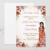 Floral Half Saree Ceremony Invitation Einladung (Vorne/Hinten)