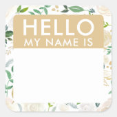 Floral Hallo mein Name ist Aufkleber (Vorderseite)