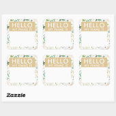 Floral Hallo mein Name ist Aufkleber (Blatt)