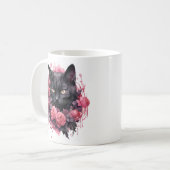 Floral Halloween Black Cat Kaffeetasse (Vorderseite Links)