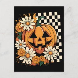 Floral Halloween Fall Pumpkin Feiertagspostkarte