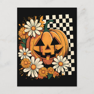 Floral Halloween Fall Pumpkin Feiertagspostkarte