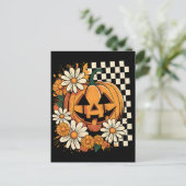 Floral Halloween Fall Pumpkin Feiertagspostkarte (Stehend Vorderseite)