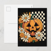 Floral Halloween Fall Pumpkin Feiertagspostkarte (Vorne/Hinten)
