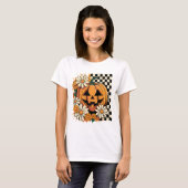 Floral Halloween Fall Pumpkin T-Shirt (Vorne ganz)