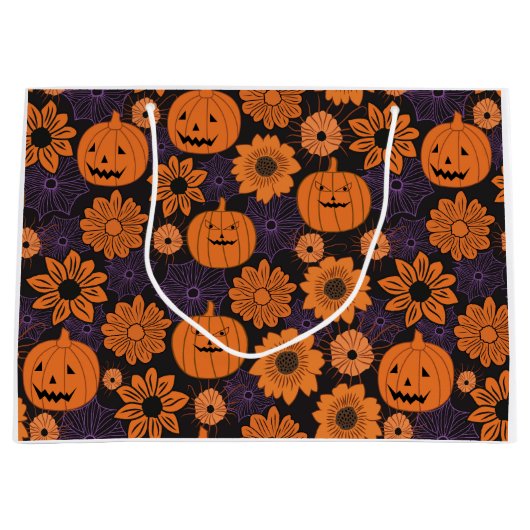 Floral Halloween Große Geschenktüte (Vorderseite)