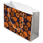 Floral Halloween Große Geschenktüte (Rückseite Schrägansicht)