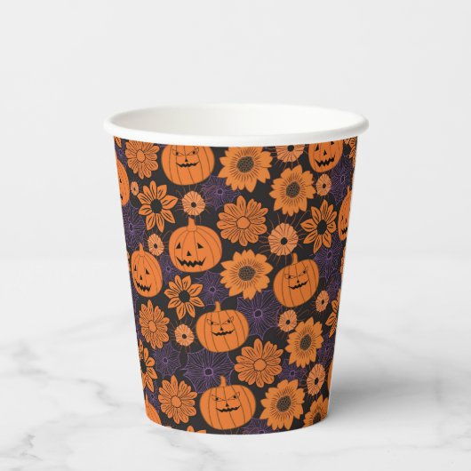 Floral Halloween Pappbecher (Rückseite)