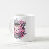 Floral Halloween Pink Pumpkin Kaffeetasse (Vorderseite Links)