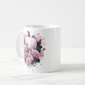 Floral Halloween Pink Pumpkin Kaffeetasse (Vorderseite Links)
