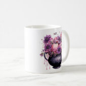 Floral Halloween Pink Pumpkin Kaffeetasse (VorderseiteRechts)
