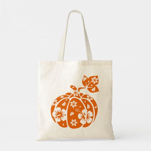 Floral Halloween Pumpkin Tote Bag Tragetasche (Rückseite)