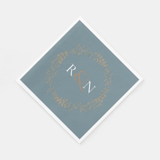 Floral Halo Laurel Garland Monogram Serviette (Ecke)