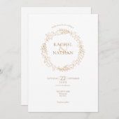 Floral Halo Laurel Garland Wedding Einladung (Vorne/Hinten)