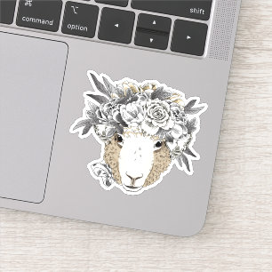 Floral Halo Sheep Aufkleber