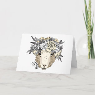 Floral Halo Sheep Karte