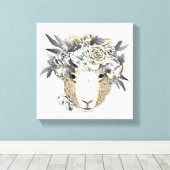 Floral Halo Sheep Leinwanddruck (Insitu (Holzboden))