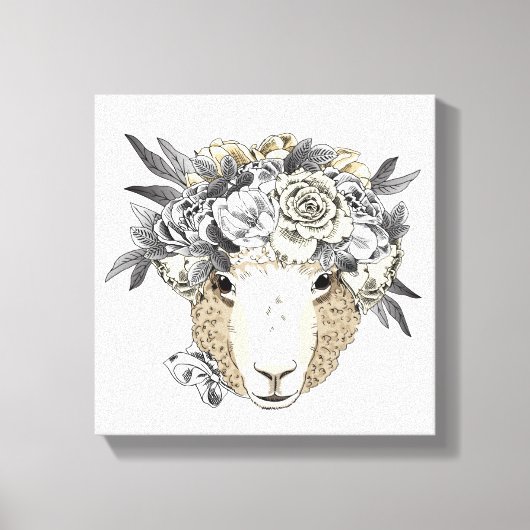 Floral Halo Sheep Leinwanddruck (Vorderseite)