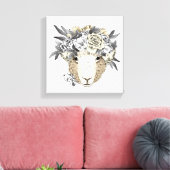 Floral Halo Sheep Leinwanddruck (Insitu (Wohnzimmer))