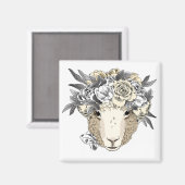 Floral Halo Sheep Magnet (Vorderseite/Rückseite)
