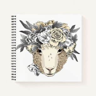 Floral Halo Sheep Notizblock