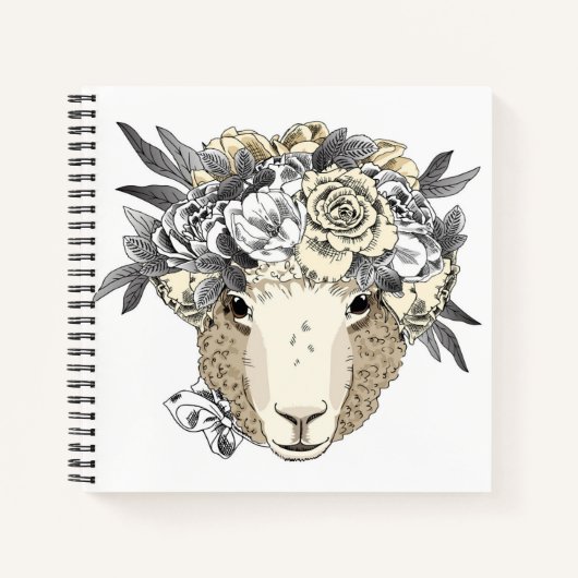 Floral Halo Sheep Notizblock (Vorderseite)