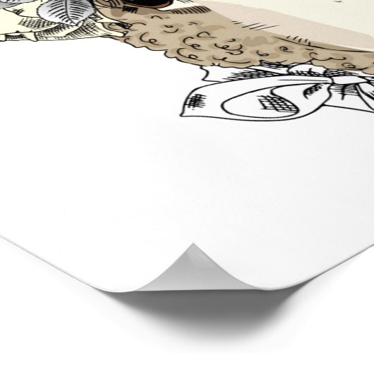 Floral Halo Sheep Poster (Ecke)